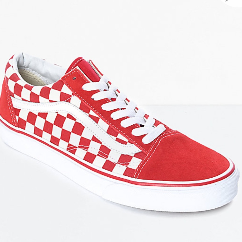 Vans Old Skool Red & White Checkered Skate Shoes